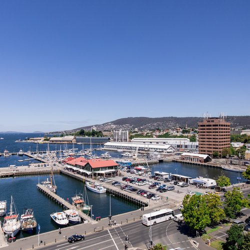 Harbour view at the Hotel Grand Chancellor Hobart